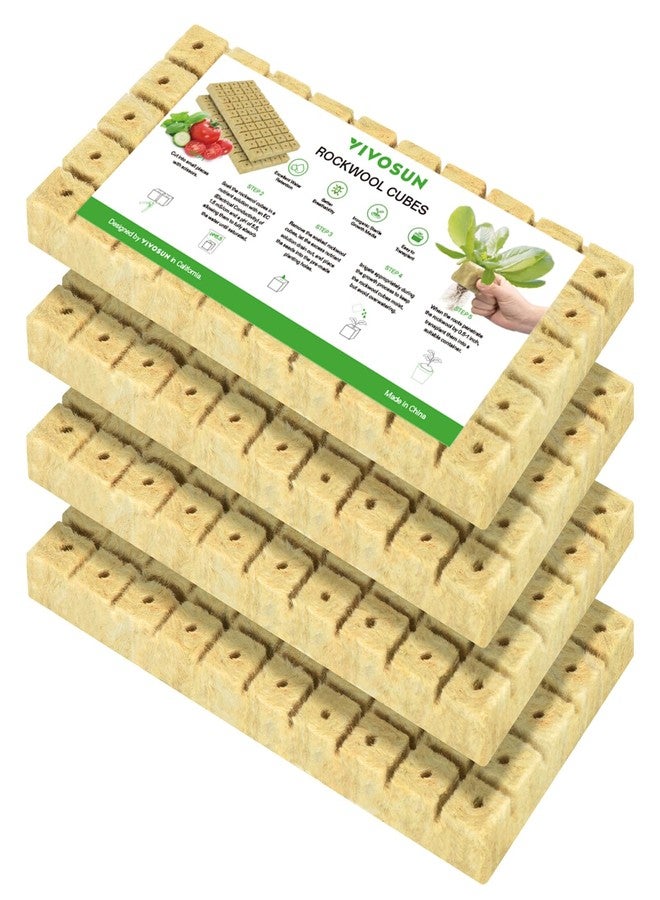 VIVOSUN 1" Rockwool Cubes, Stonewool Grow Cubes Starter Sheets, 1 Sheet of 50 Plugs, Total 4 Sheets of 200 Plugs - Image 1