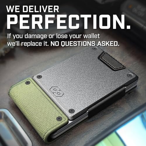 PROOF Wallet | Slim Minimalist Wallets for Men | Leather & Metal | RFID Wallet | Front/Back Pocket | Gift Box | Veteran Owned (Operator (1000D Nylon, Black Leather | Satin Gun Metal)) - Image 5