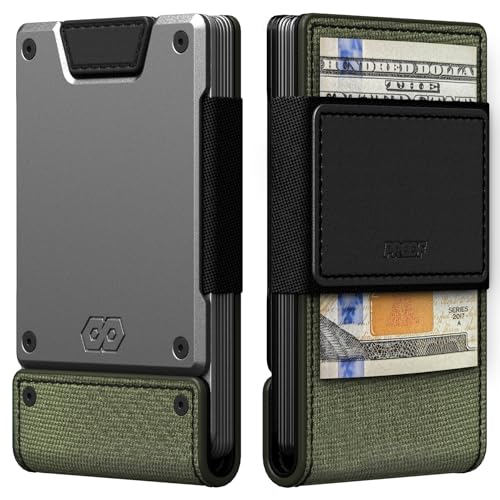 PROOF Wallet | Slim Minimalist Wallets for Men | Leather & Metal | RFID Wallet | Front/Back Pocket | Gift Box | Veteran Owned (Operator (1000D Nylon, Black Leather | Satin Gun Metal)) - Image 1