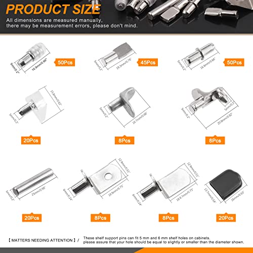 Rustark 237Pcs 9 Styles Nickel Plated Shelf Pegs Shelves Pins Bracket Cabinet Support Metal Pegs Assortment Kit for Shelf Holes Bookshelf Furniture - Image 3