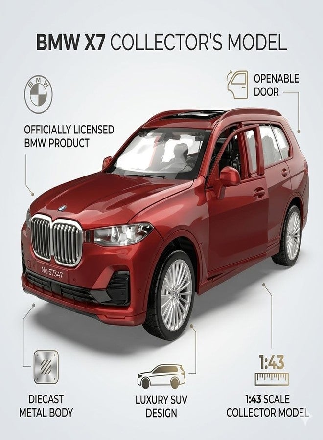 Wizplex MSZ Official Licensed BMW X7 Diecast Model Car 1:43 Scale | Premium Metal Collectible Luxury SUV Replica | Display Showpiece & Gift for Car Lovers - Image 2