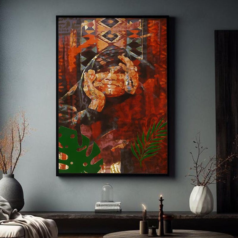 Marktna One canvas painting with a Najdi art design and a hollow frame, measuring (50×70), one piece - Image 3