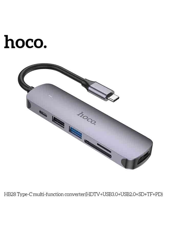 هوكو. محول متعدد الوظائف HB28 Type-C (HDTV + USB3.0 + USB2.0 + SD + TF + PD) - Image 3