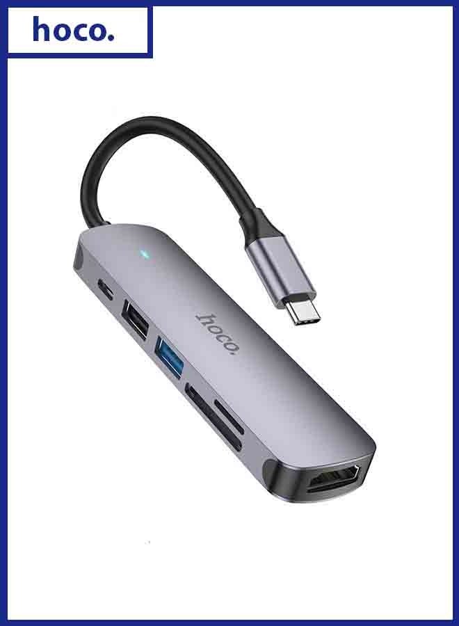 هوكو. محول متعدد الوظائف HB28 Type-C (HDTV + USB3.0 + USB2.0 + SD + TF + PD) - Image 1