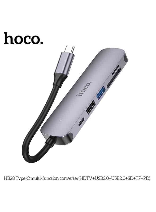 هوكو. محول متعدد الوظائف HB28 Type-C (HDTV + USB3.0 + USB2.0 + SD + TF + PD) - Image 5