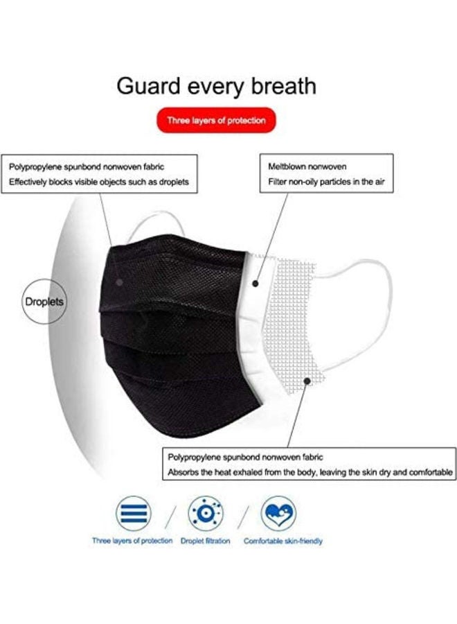 NIBEMINENT 40-Piece 3 Ply Face Mask For Adults Individually Packed Black - Image 5