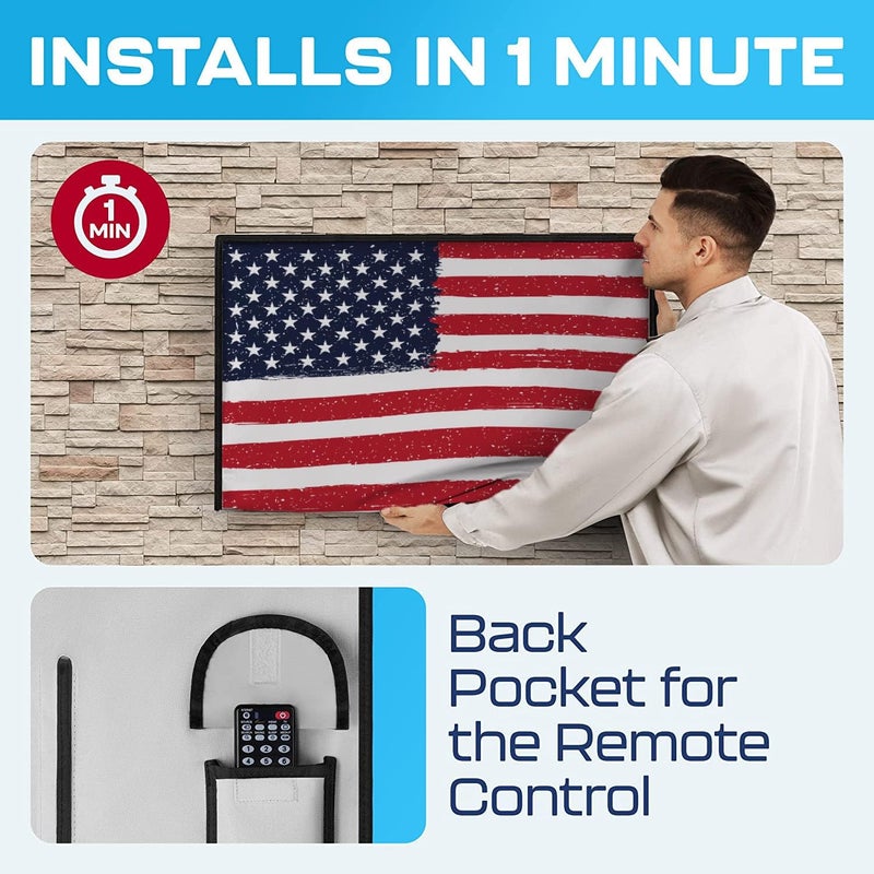 Garnetics Outdoor TV Cover 50 Inch – Waterproof, Weatherproof TV Enclosures with Smart Shield Screen Protectors, Ideal for Outdoor Use, Moving, and Storage - US Flag - Image 5