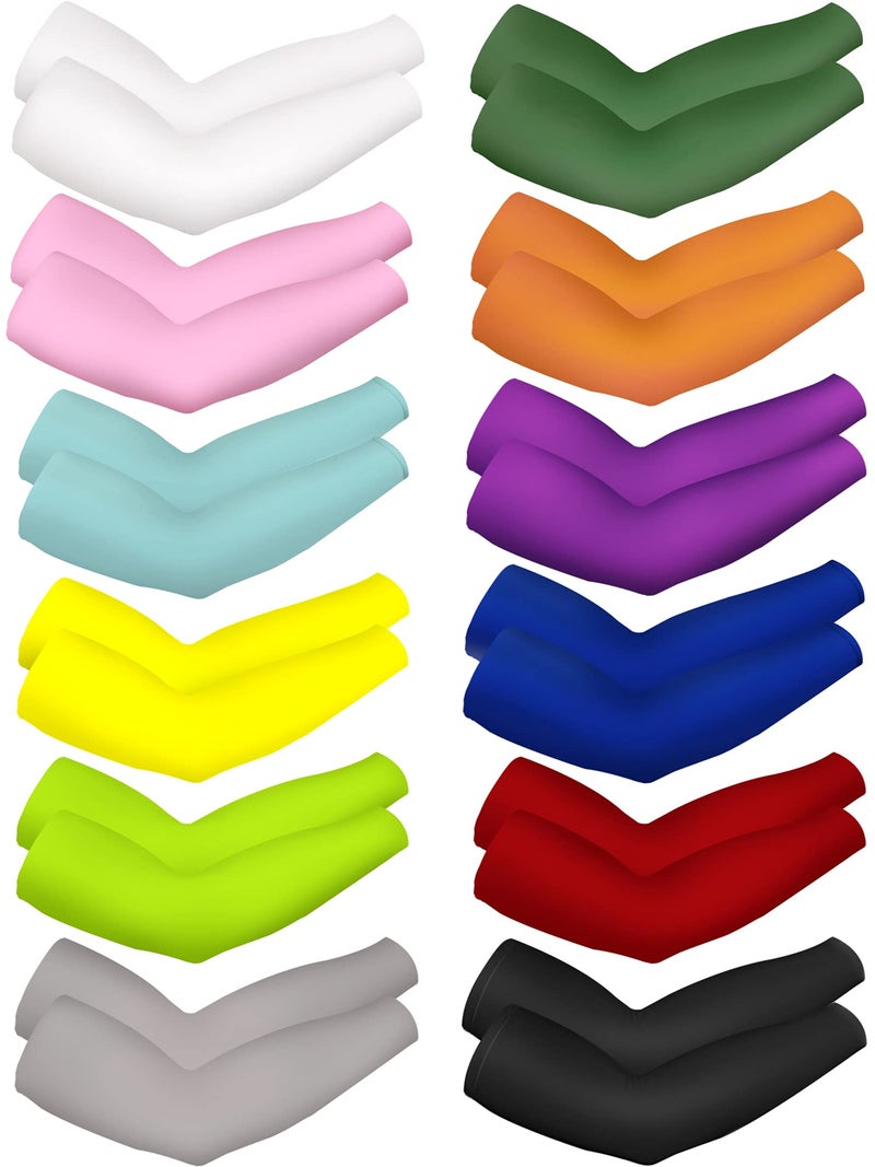 Bememo 12 Pairs Unisex UV Protection Sleeves Long Arm Cooling Cover Sleeves - Image 1