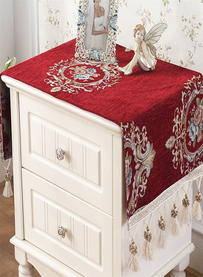 Utobanh Simple Bedside Table Dust Cover Cover Cloth Towel Cushion Fabric Modern Universal Bedroom Cabinet Tablecloth Cushion Cloth (15.7 * 35.4 inches,red) - Image 1