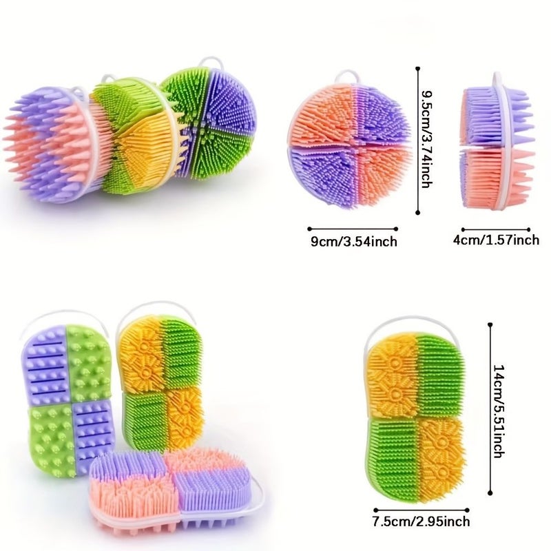 Square Purple Green Body Scrubber Exfoliating Shower Back Scrub Brush Easy Clean Massage Tool - Image 2