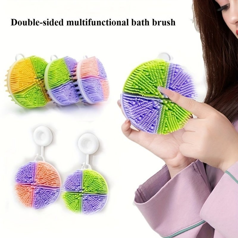 Square Purple Green Body Scrubber Exfoliating Shower Back Scrub Brush Easy Clean Massage Tool - Image 3