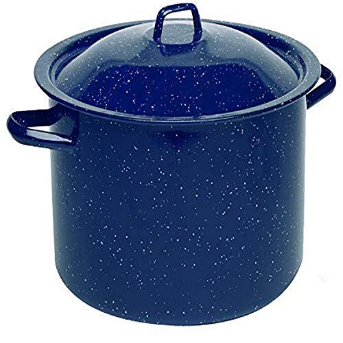 IMUSA USA Speckled Enamel Stock Pot 7.75-Quart, Blue - Image 1