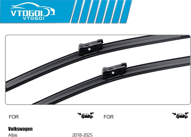 VTOGOI شفرات مكافحة الضباب OEM لسيارة BMW X2 للأعوام 2018، 2019، 2020، 2021، 2022، 2023، مجموعة شفرات أمامية وخلفية عالية الجودة من الشركة ا��مصنعة، أبعاد 24" + 20" + 13" (عبوة تحتوي على 3 قطع) - Image 3