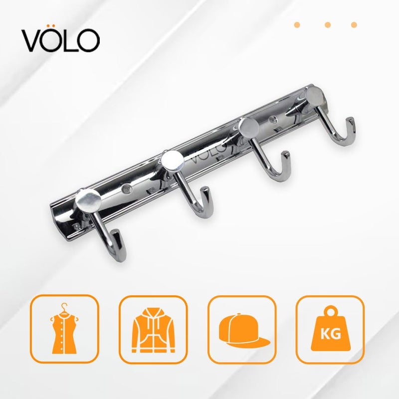 Volo علاقة ملابس فاخرة من VOLO بزاوية 4 دبابيس بلمسة كروم لامعة، خطافات حائطية للأبواب، مجموعة خطافات مناشف الحمام - Image 4