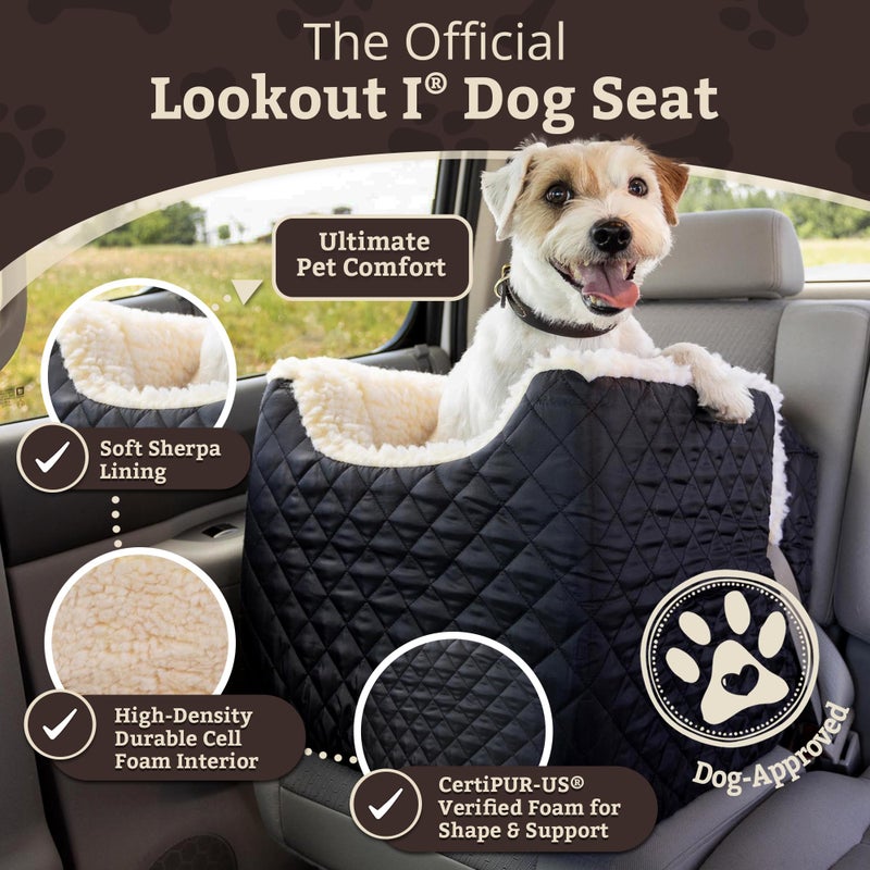 Snoozer Lookout I Car Seat - Dog Car Seats for Small Dogs, Puppy Booster Bed for Small & Medium Sized Pets Up to 25 Lbs, Elevated, Washable - Medium, Black Quilted - Image 2