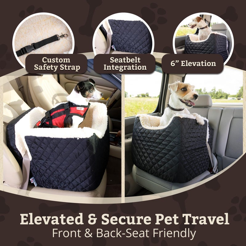 Snoozer Lookout I Car Seat - Dog Car Seats for Small Dogs, Puppy Booster Bed for Small & Medium Sized Pets Up to 25 Lbs, Elevated, Washable - Medium, Black Quilted - Image 4