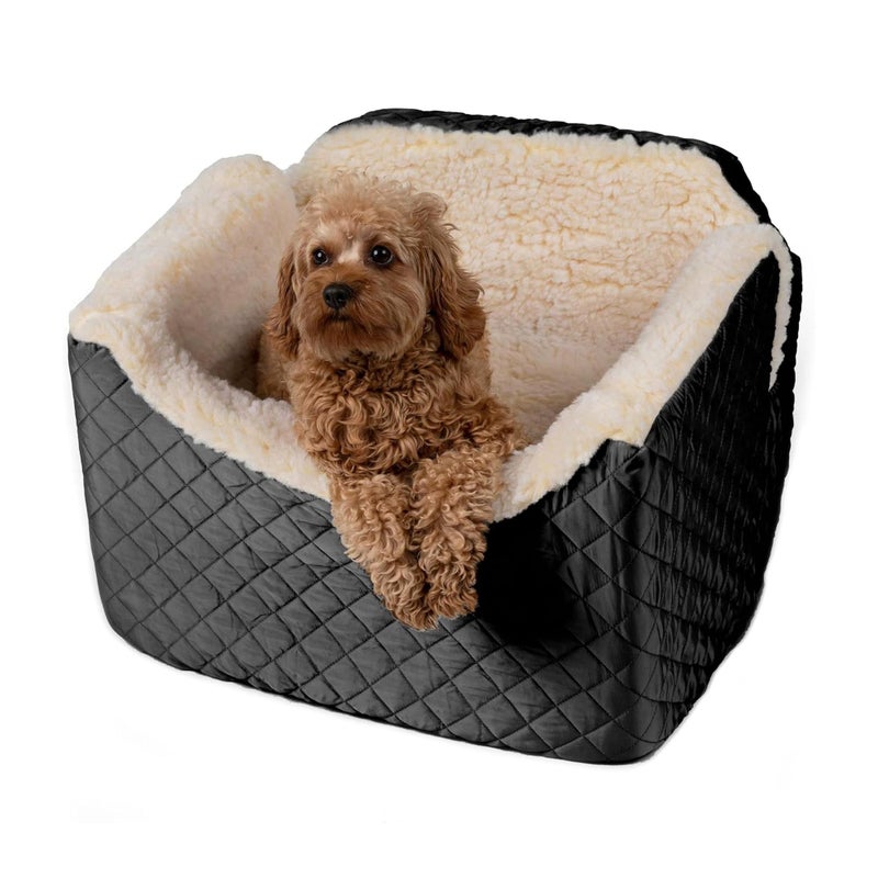 Snoozer Lookout I Car Seat - Dog Car Seats for Small Dogs, Puppy Booster Bed for Small & Medium Sized Pets Up to 25 Lbs, Elevated, Washable - Medium, Black Quilted - Image 1