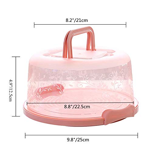FEOOWV Plastic Small Cake Carrier Holder Cover Round Container with Collapsible Handles Suitable for 7 inch Diameter and 25 inch Height Cake Pink - Image 3