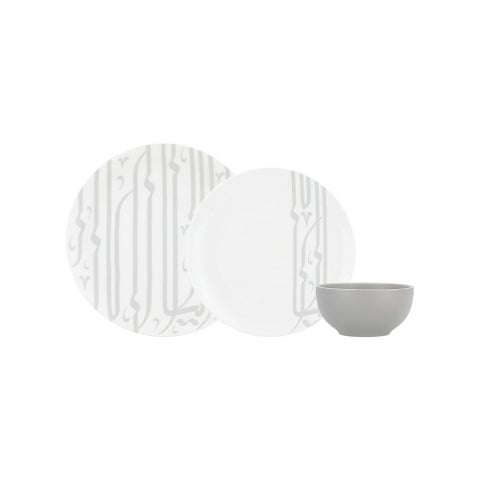 La Mesa grey /white porcelain 18 pc dinner set
