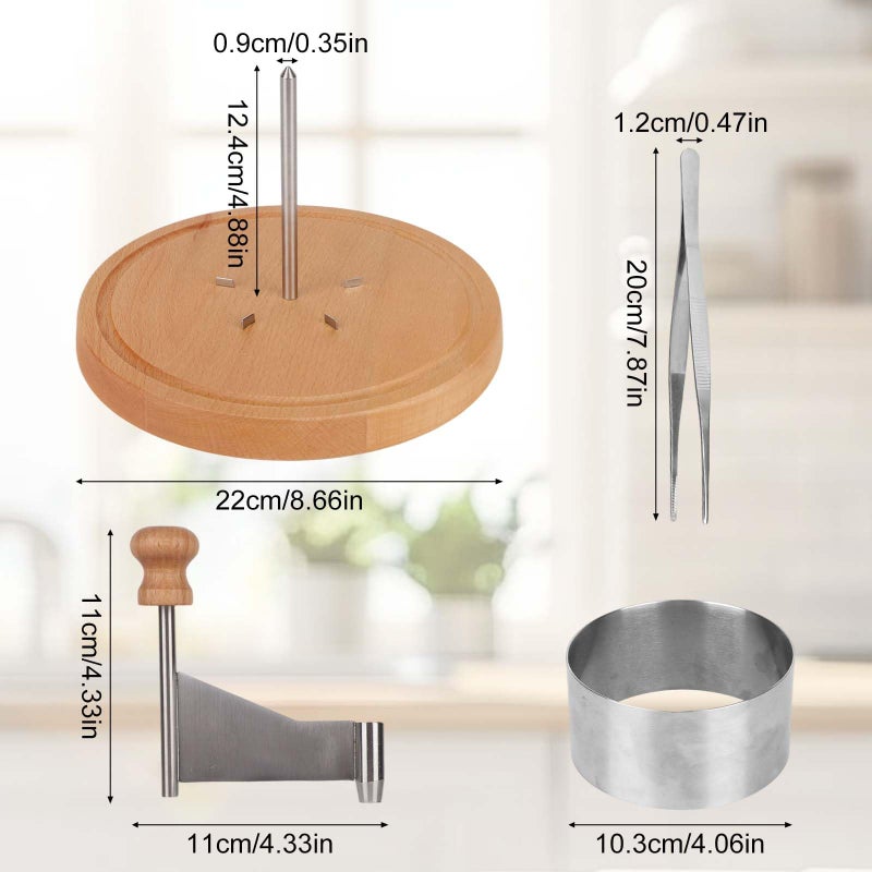 Penitue Cheese Curler Slicer, Wooden Base Create Rose Sharp Butter Flower Shaver Cutter Wheel with Stainless Steel Chocolate Cutting Tool for Restaurant Parmesan Camembert forTete De Moine Curls Maker - Image 2