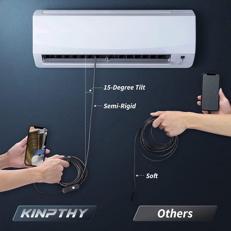 1920P HD Endoscope Camera with 8 Adjustable LED Lights, Semi-Rigid 16.4ft Snake Borescope for iOS and Android, Single Lens Inspection Camera - Image 3