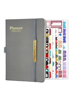 INFOSUN 2025-2026 Leather Planner Weekly and Monthly, 18 Months Calendar Book, 2025 Academic Planner From Jan. 2025-June 2026, 2025 Appointment Book, Daily Agenda, Yearly Teachers Planner (5.7 X 8.5" Grey)  - Image 1