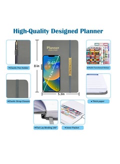 INFOSUN 2025-2026 Leather Planner Weekly and Monthly, 18 Months Calendar Book, 2025 Academic Planner From Jan. 2025-June 2026, 2025 Appointment Book, Daily Agenda, Yearly Teachers Planner (5.7 X 8.5" Grey)  - Image 2