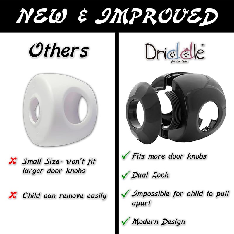 Driddle Black - Door knob Baby Safety Cover - 5 Pack - Deter Little Kids from Opening Doors with A Child Proof Door Handle Lock - - Image 2