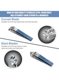 Leipple Manicure Set Professional Nail Clippers Pedicure Kit, 16 pcs Stainless Steel Nail Care Tools Grooming Kit with Luxurious Travel Leather Case for Thick Nails Men Women Gift (Blue)  - Image 3