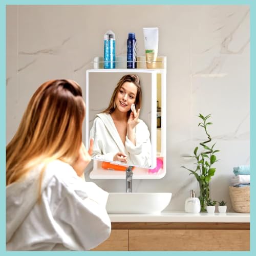 BRANCO Rich Look Mirror Cabinet | Bathroom Cabinet with Mirror | Makeup Organiser for Women | Multipurpose Cabinet for Living Room | - Image 1