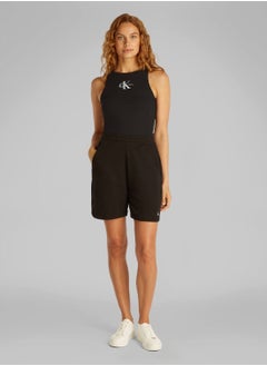 Calvin Klein Jeans Women's Slim Ribbed Monogram Tank Top - Cotton, Black  - Image 4
