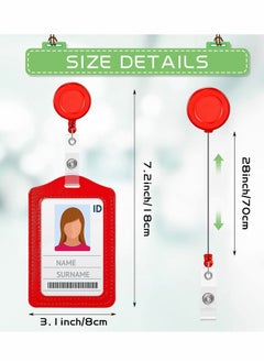 Y&D Retractable Badge Reels Multi-Color Name Holder 24 Sets PU Leather Business ID Decorative Card with Clip for Students, Teachers, Nurses, Doctors (Vertical)  - Image 2