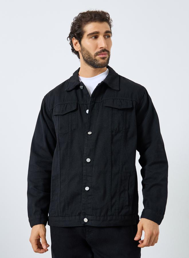 ستايلي جاكيت دنيم واسع مع جيب بطية إغلاق - Image 3