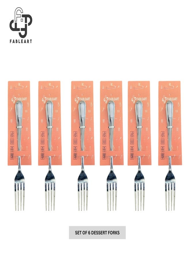Fableart Stainless Steel Dessert Fork Set of 6-19 cm Height, Durable & Elegant Flatware (Set of 6 Dessert Forks) - Image 3