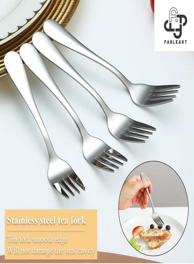 Fableart Stainless Steel Dessert Fork Set of 6-19 cm Height, Durable & Elegant Flatware (Set of 6 Dessert Forks) - Image 4