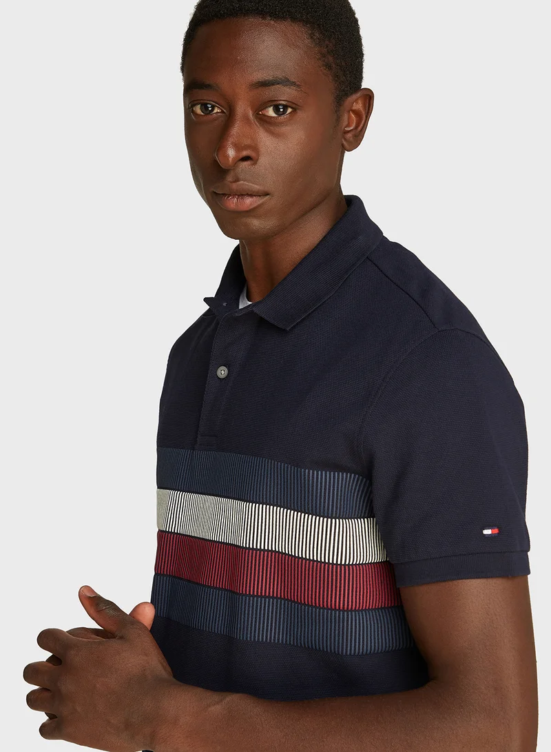 TOMMY HILFIGER Striped Short Sleeve Polo Shirt