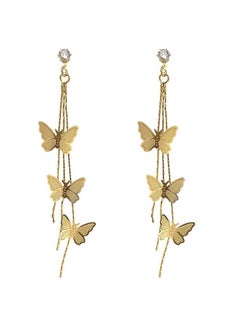 erorex Tassel Earrings Gold Plated Vivid Butterfly Silver Post Bar Long Thread Butterfly Crystal Drop Earrings For Women Girl Gifts Present Valentines Birthday Anniversary Mothers Day  - Image 1