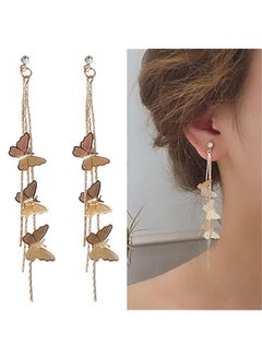 erorex Tassel Earrings Gold Plated Vivid Butterfly Silver Post Bar Long Thread Butterfly Crystal Drop Earrings For Women Girl Gifts Present Valentines Birthday Anniversary Mothers Day  - Image 4