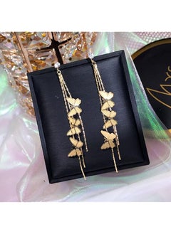 erorex Tassel Earrings Gold Plated Vivid Butterfly Silver Post Bar Long Thread Butterfly Crystal Drop Earrings For Women Girl Gifts Present Valentines Birthday Anniversary Mothers Day  - Image 3