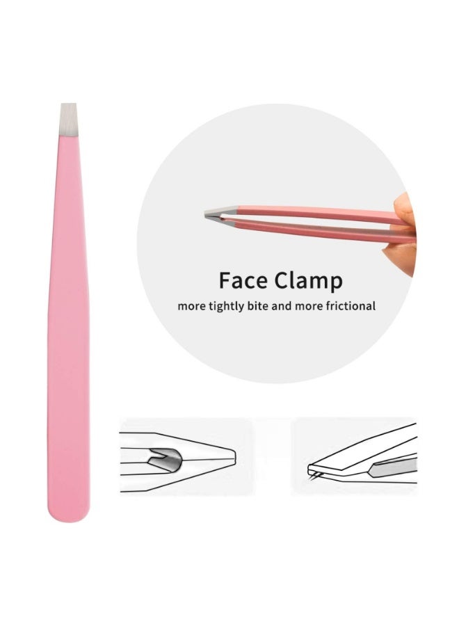 NIKITA.VIVI 4 Pcs Eyebrow Tweezers Set,Stainless Steel Precision Tweezer Kit for Eyebrows Facial Hair,Brow Tweezer Professional Tweezers Ingrown Hair & Splinter Removal Tool with Travel Case Leather Pink - Image 4