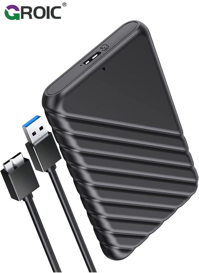 GROIC 2.5 Inch Hard Drive Black Enclosure USB 3.0 to SATA 5Gbps for 7-9.5mm SSD HDD External Hard Drive Disk Case Support UASP Trim Tool  - Image 1