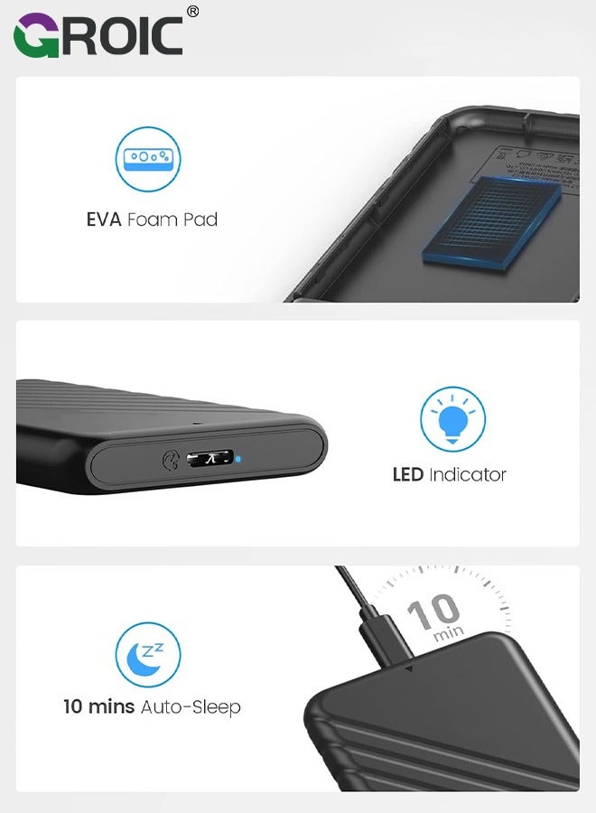 GROIC 2.5 Inch Hard Drive Black Enclosure USB 3.0 to SATA 5Gbps for 7-9.5mm SSD HDD External Hard Drive Disk Case Support UASP Trim Tool  - Image 4