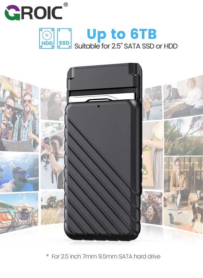 GROIC 2.5 Inch Hard Drive Black Enclosure USB 3.0 to SATA 5Gbps for 7-9.5mm SSD HDD External Hard Drive Disk Case Support UASP Trim Tool  - Image 5