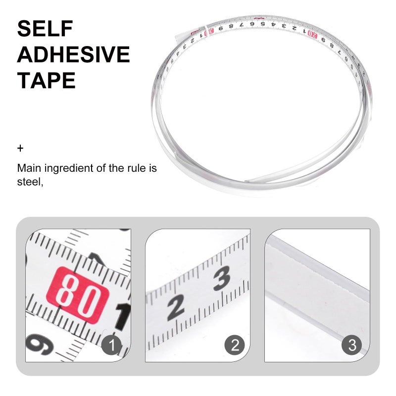 LIFKOME 2M Steel Self Adhesive Miter Scale Tape Measure Metric Woodworking Ruler - Image 4