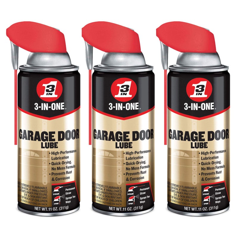 3 in one 3-IN-ONE Professional Garage Door Lubricant Smart Straw Spray, 11 Ounce (3 Pack) - Image 1