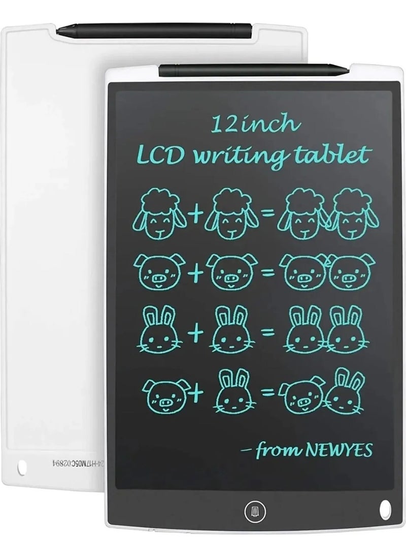 Megamus لوحة رسم رقمية LCD بحجم 12 بوصة مع قلم كتابة مخصص لتدوين الملاحظات والتدريب على الكتابة  - Image 4