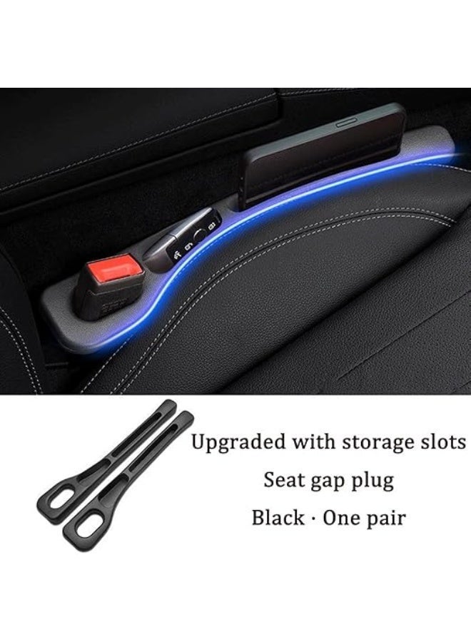 LuckyNov Leak-Proof Car Seat Seam Filler Strips Pair Universal Side Gap Sealers with Extra Storage for Cards Keys Coins Compatible with Most Cars Trucks Black for Daily Use - Image 2