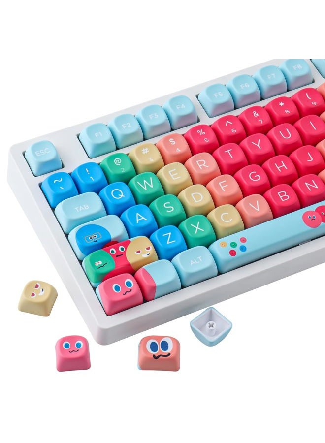 Hyekit PBT Keycaps MOA Profile MayDay Cute Keycaps 130 Keys Dye-Sublimation Kawaii Keycap Set for Cherry MX Magnetic Switches Mechanical Keyboard - Image 1