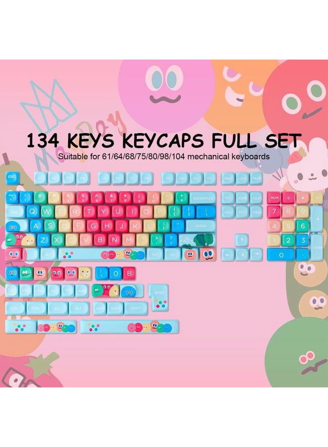 Hyekit PBT Keycaps MOA Profile MayDay Cute Keycaps 130 Keys Dye-Sublimation Kawaii Keycap Set for Cherry MX Magnetic Switches Mechanical Keyboard - Image 2