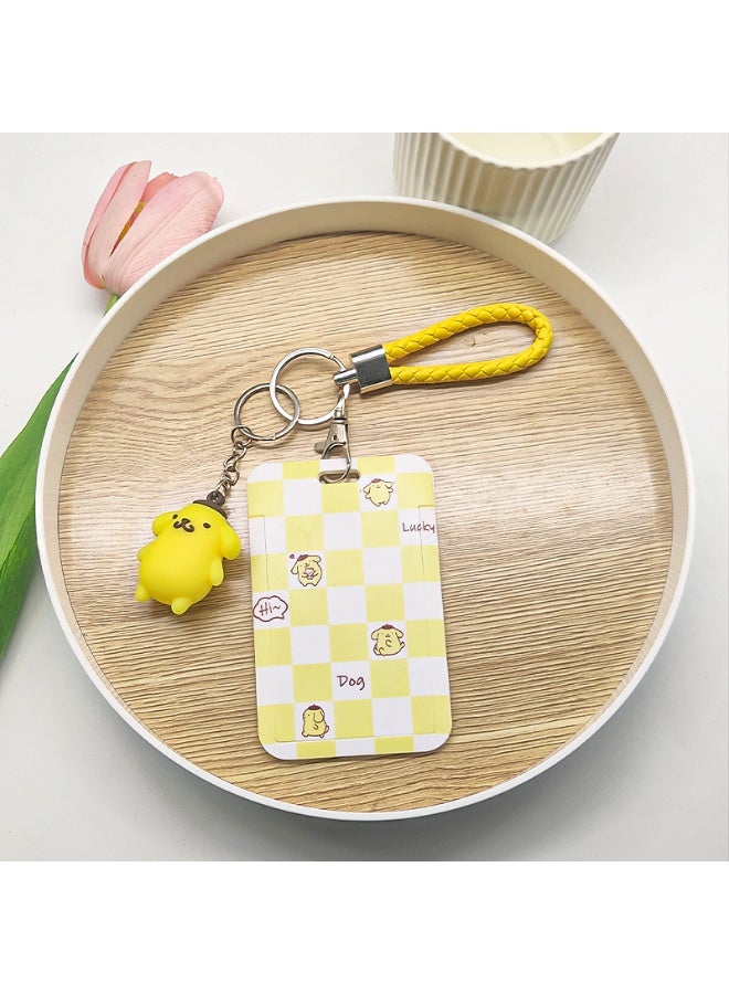 NIBEMINENT 1 - Piece Pudding Dog Kpop Photo Card Holder Pendant Key Chain ID Badge Holder ID Card Holder Photo Card Protector for School ID Office ID Access Card for Women Girls - Image 1